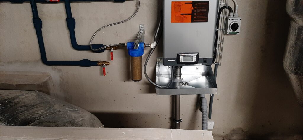 Steam humidifier system on the wall.