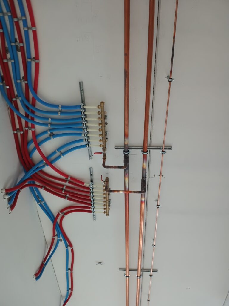 Well-organized domestic water piping installations.