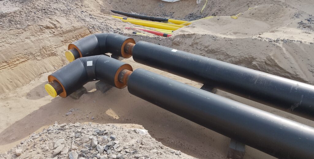 Completed underground infrastructure pipeline end in the ground.