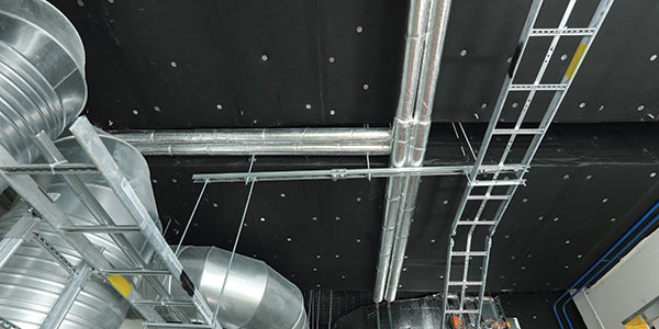 Building services installations on the ceiling.